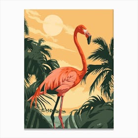 Greater Flamingo Nassau Bahamas Tropical Illustration 1 Canvas Print