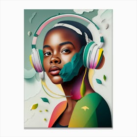 Girl With Headphones 16 Canvas Print