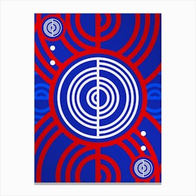 Geometric Abstract Glyph in White on Red and Blue Array n.0027 Canvas Print