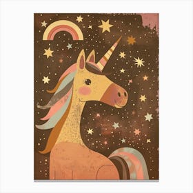 Unicorn & Stars Muted Pastels 3 Canvas Print