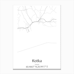 Kotka,Finland Minimalist Map Canvas Print