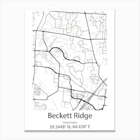 Beckett Ridge,United States Minimalist Map 1 Canvas Print