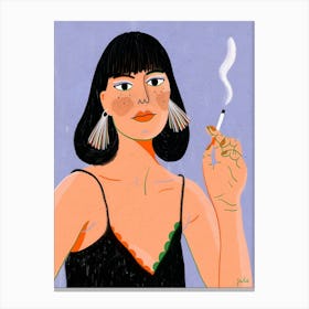 Woman Smoking A Cigarette 2 Canvas Print