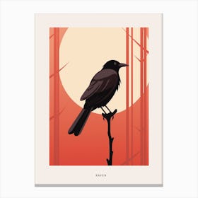 Minimalist Raven 4 Bird Poster Canvas Print