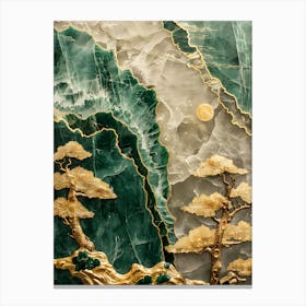 Gold Inlaid Jade Carving Scene 4 Canvas Print