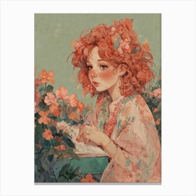 Girl With Flowers 9 Canvas Print