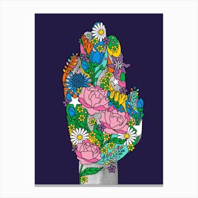 Classic Dark Floral Botanical Hand Connect With Nature Gardener Flowers Garden Art Print Canvas Print
