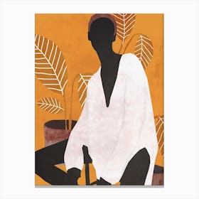 Tropical Girl Orange Canvas Print