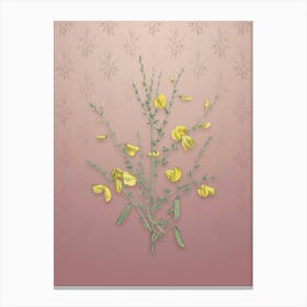 Vintage Yellow Broom Flowers Botanical on Dusty Pink Pattern n.1151 Canvas Print