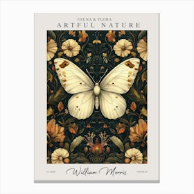 William Morris Butterfly White Exhibition Canvas Print