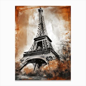 Eiffel Tower Paris France Sketch Drawing Style 5 Canvas Print