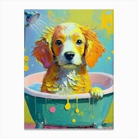 Puppy In A Tub Canvas Print