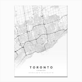 Toronto Ontario Canada White Map Canvas Print