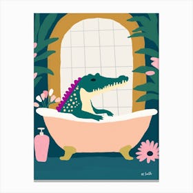 Crocodile in bath Canvas Print