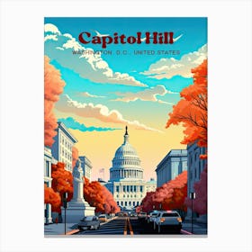 Capitol Hill Supreme Court Travel Art Illustration Canvas Print