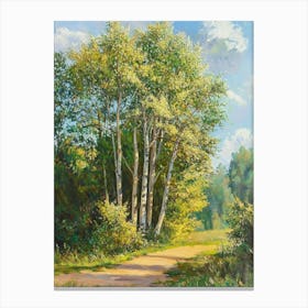 Poplar Landscape, Beautiful Solar Glare On The Woods Canvas Print