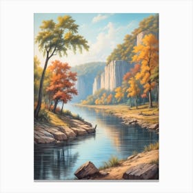 River By The Cliffs Canvas Print