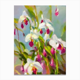 Lady Slipper Orchid 2 Impressionist Painting Plant Canvas Print