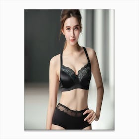 A Photo Of A Beautiful Model Wearing black Underwear 1 Canvas Print