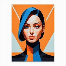 Geometric Fashion Woman Portrait Pop Art Orange (5) Canvas Print