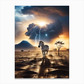 Zebra In The Desert Canvas Print