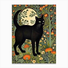 William Morris Black Cat In The Garden 1 Canvas Print