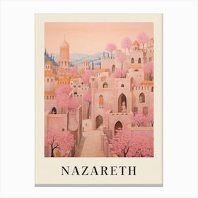 Nazareth Israel 2 Vintage Pink Travel Illustration Poster Canvas Print