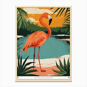 Greater Flamingo Salt Pans And Lagoons Tropical Illustration 7 Poster Canvas Print