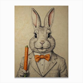 Rabbit Holding Carrot Canvas Print