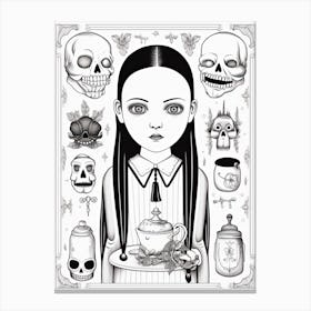 Wednesday Addams World Line Art 2 Fan Art Canvas Print