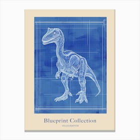 Velociraptor Dinosaur Blue Print Inspired 4 Poster Canvas Print