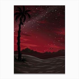 Desert Landscape With Palm Tree Canvas Print