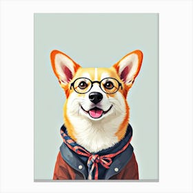 Hipster Corgi Canvas Print