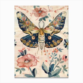 Pink Butterflies William Morris Style 4 Canvas Print