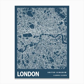 London Blueprint City Map 1 Canvas Print