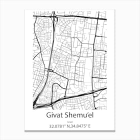 Givat Shemu El,Israel Minimalist Map Canvas Print