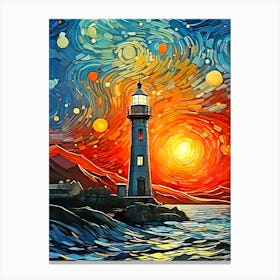 Lighthouse At Sunset Canvas Print