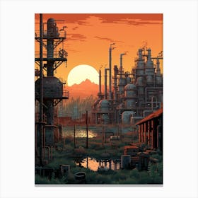 Industrial Landscape Pixel Art 4 Canvas Print