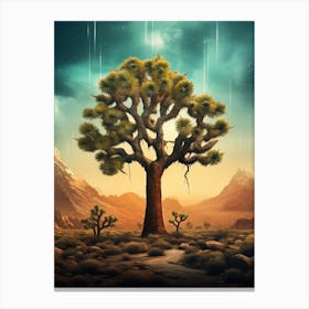 Joshua Tree In The Rain In Nat Viga Style (2) Canvas Print