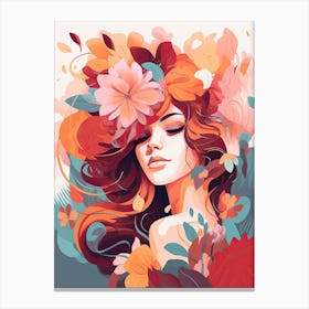 Bloom Body Art Portrait With Flowers Explosion Canvas Print