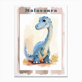 Cute Cartoon Maiasaura Dinosaur Watercolour 1 Poster Canvas Print