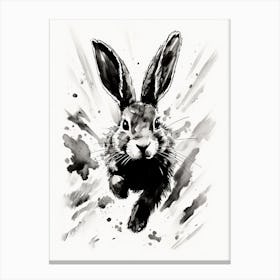 Rabbit Prints Ink Drawing Black And White 2 Canvas Print