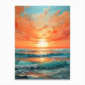 Sunset Over The Ocean 6 Canvas Print