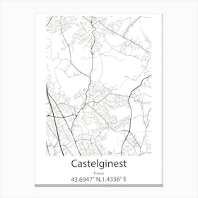 Castelginest,France Minimalist Map Canvas Print