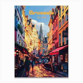 Brussels Belgium Summer Digital Travel Art Canvas Print