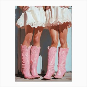 Two Girls In Pink Cowboy Boots 2 Canvas Print