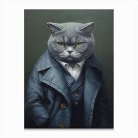 Gangster Cat Chartreux 2 Canvas Print
