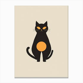 Black Cat With Orange Eyes Canvas Print