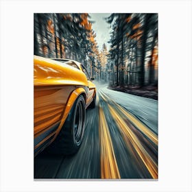 Speed Car In The Woods Canvas Print