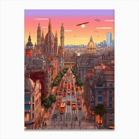 Barcelona Pixel Art 1 Canvas Print